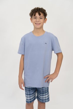 01 pijama curto meia manga menino xadrez