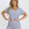 02 pijama capri meia manga feminino cinza p