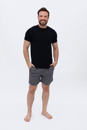 02 pijama curto meia manga masculino xadrez casal