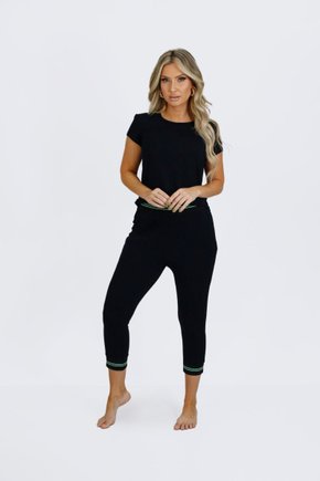 02 pijama longo meia manga feminino preto