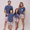 03 pijama curto meia manga xadrez familia filha