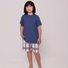 01 pijama curto meia manga xadrez familia filho