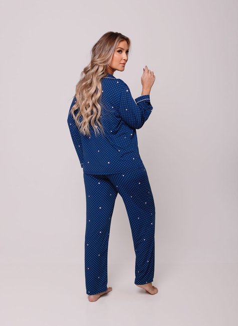 03 pijama longo manga longa americano poa com coracoes