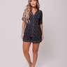 01 pijama curto meia manga americano feminino preto e estelas mae