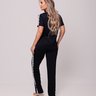 03 pijama longo manga meia manga preto com renda lateral
