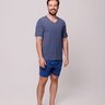 01 pijama curto meia manga masculino listras azuis